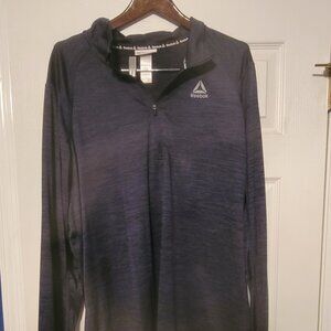 Reebok Men's Quarter Zip Pullover, Navy Heather, 2XL, 100% Polyester